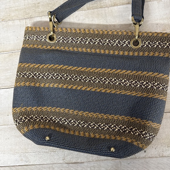 Eric Javits Multicolored Striped Woven Squishee Shoulder Bag Tote Purse - Picture 6 of 11